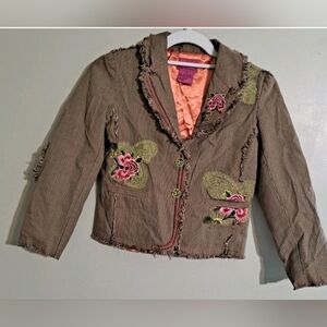 💓BOUTIQUE LEOPARD DAISY MY VINTAGE BABY 7 PLAID FLORAL COAT JACKET BLAZER💛🩷